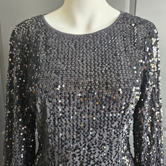 Fashion Nova Womens Sequin Mini Dress Sz Medium Dark Romantic Whimsigoth - Picture 2 of 12